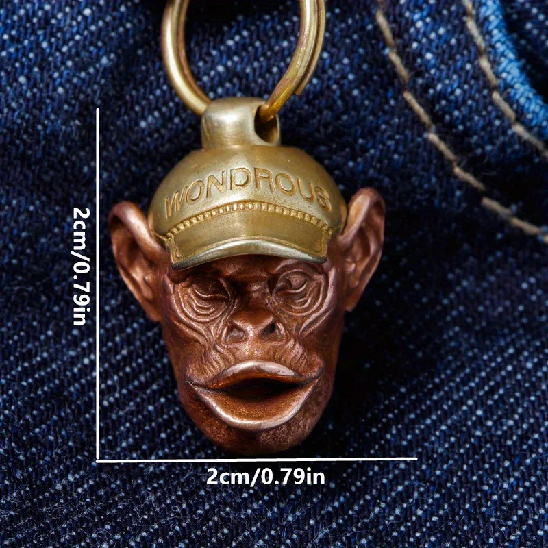 Brass Animal Gorilla Monkey Statue Antique Collection Pendant Exquisite EDC DIY Woven Paracord Lanyard Keychain Pendants A