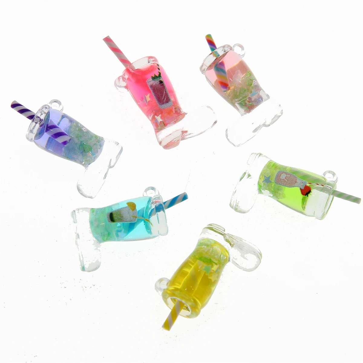 10pcs 29*21*11 transparent acrylic luminous crystal boots straw cup pendant diy cream glue keychain bag pendant accessories