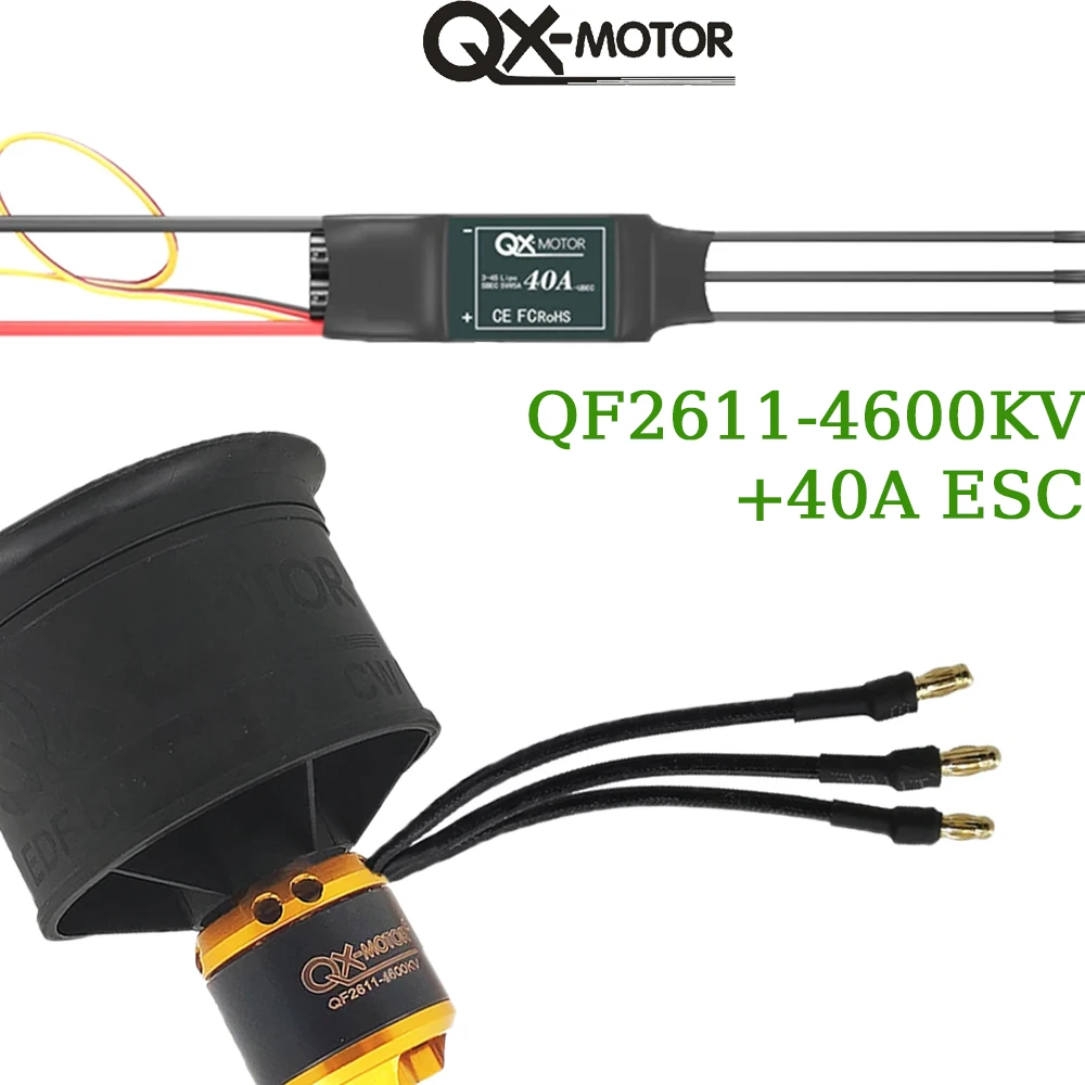 

QX Motor QF2611 3300KV 4000KV 4600KV 50mm EDF 12 Blade Fan 3S 4S Brushless Motor CW CCW With 40A ESC