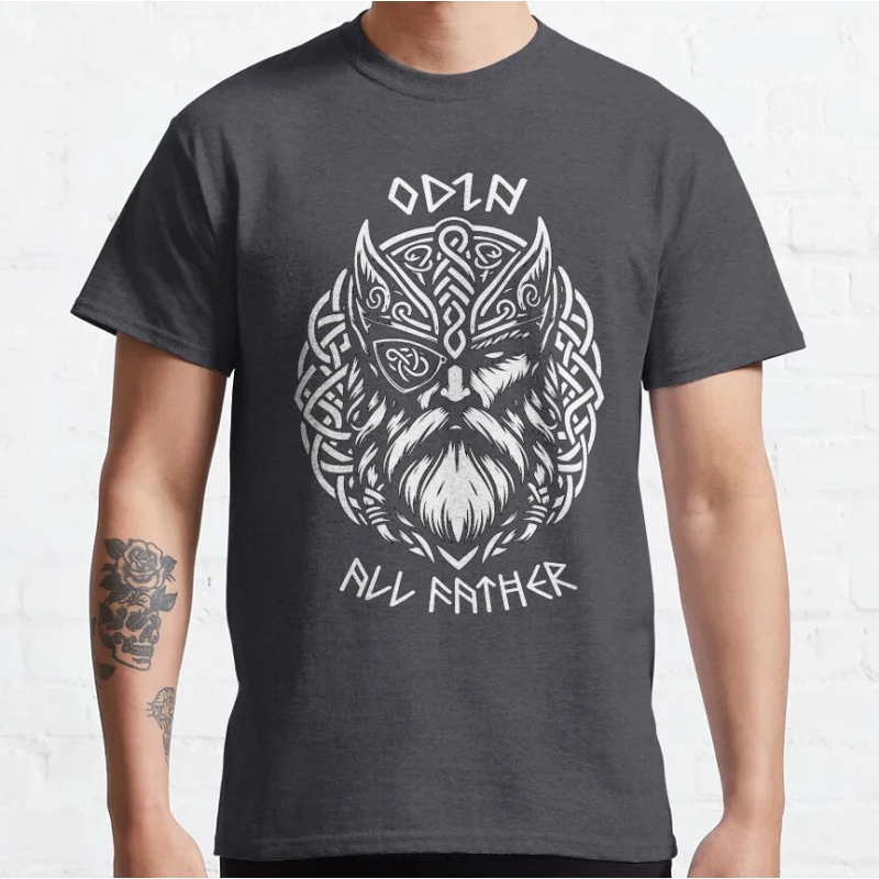 Odin, All Father Viking Norse Mythology Nordic God valhalla  Short-sleeve crewneck T-shirt for men Large size Adult S-6xl Tops