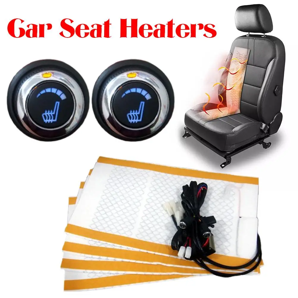 NEW 12V Universal Built-in Car Seat Heater Kit Alloy Switch Heating 6-Levels System Square Fast Wire Pads Control L9X8