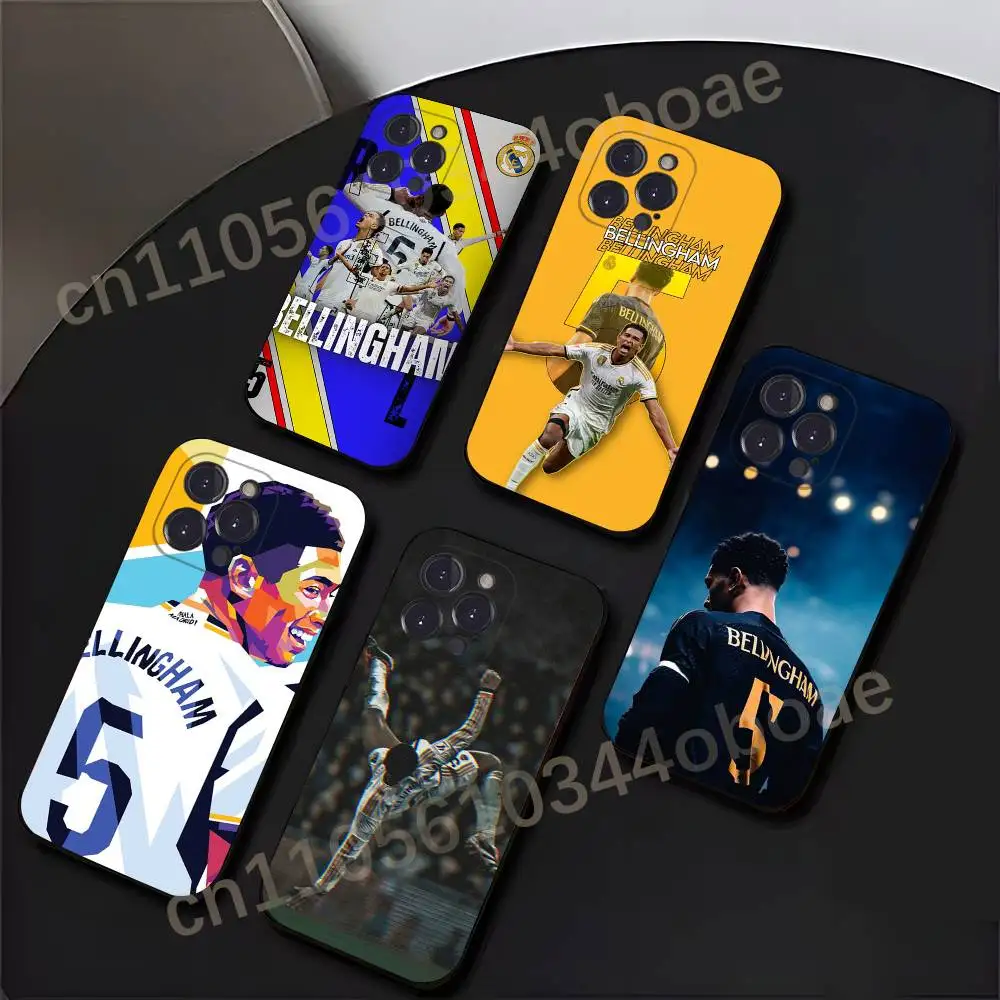 

J-Jude 5 Bellingham Phone Case For iPhone 17,16,15,14,13,12,11,Pro,Max,Plus Soft Black Cover