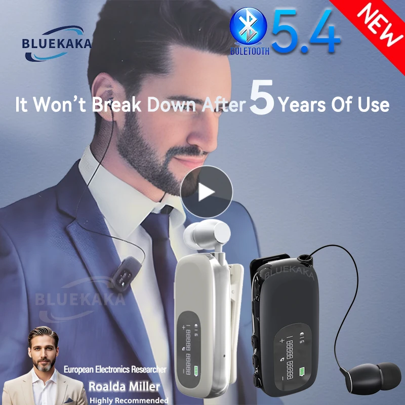 K75 Bluetooth5.4 Wireless Headphone Lavalier Business Sports Hands Free LCD Power Display Talk/Music 20H Noise Reduction Headset