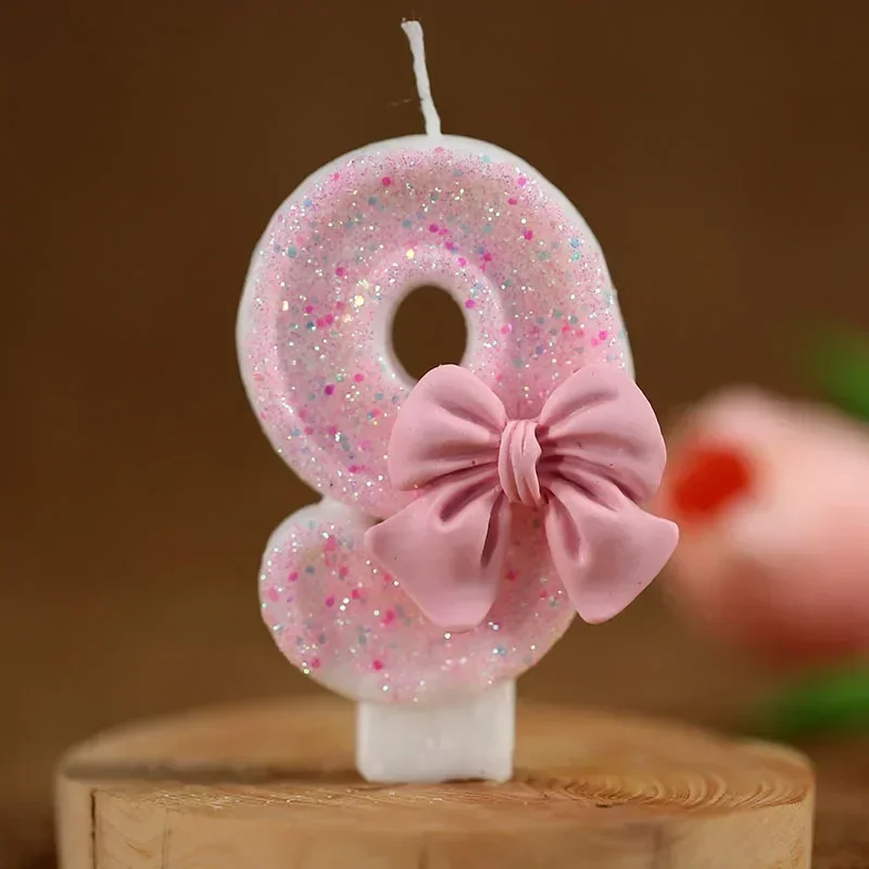 Nieuwe Nummer Cake Kaars Roze Glitter Verjaardagskaars 0 1 2 3 4 5 6 7 8 9 3D Nummer Kaars Cake Topper Verjaardagsparty Cake Decoratie