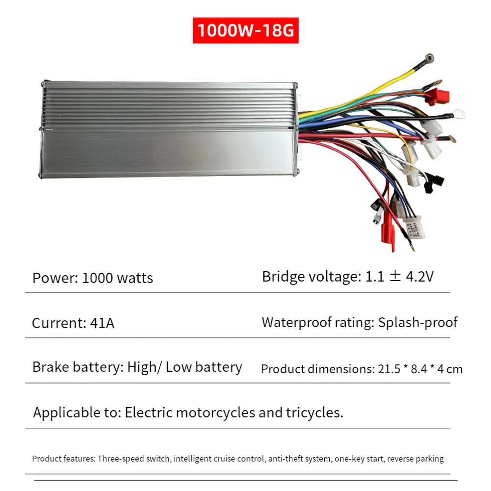 Brushless Motor Controller 48V-72V 1000W-1500W Dual Mode Drive For Electric Bike Tricycle Scooter Aluminum Waterproof