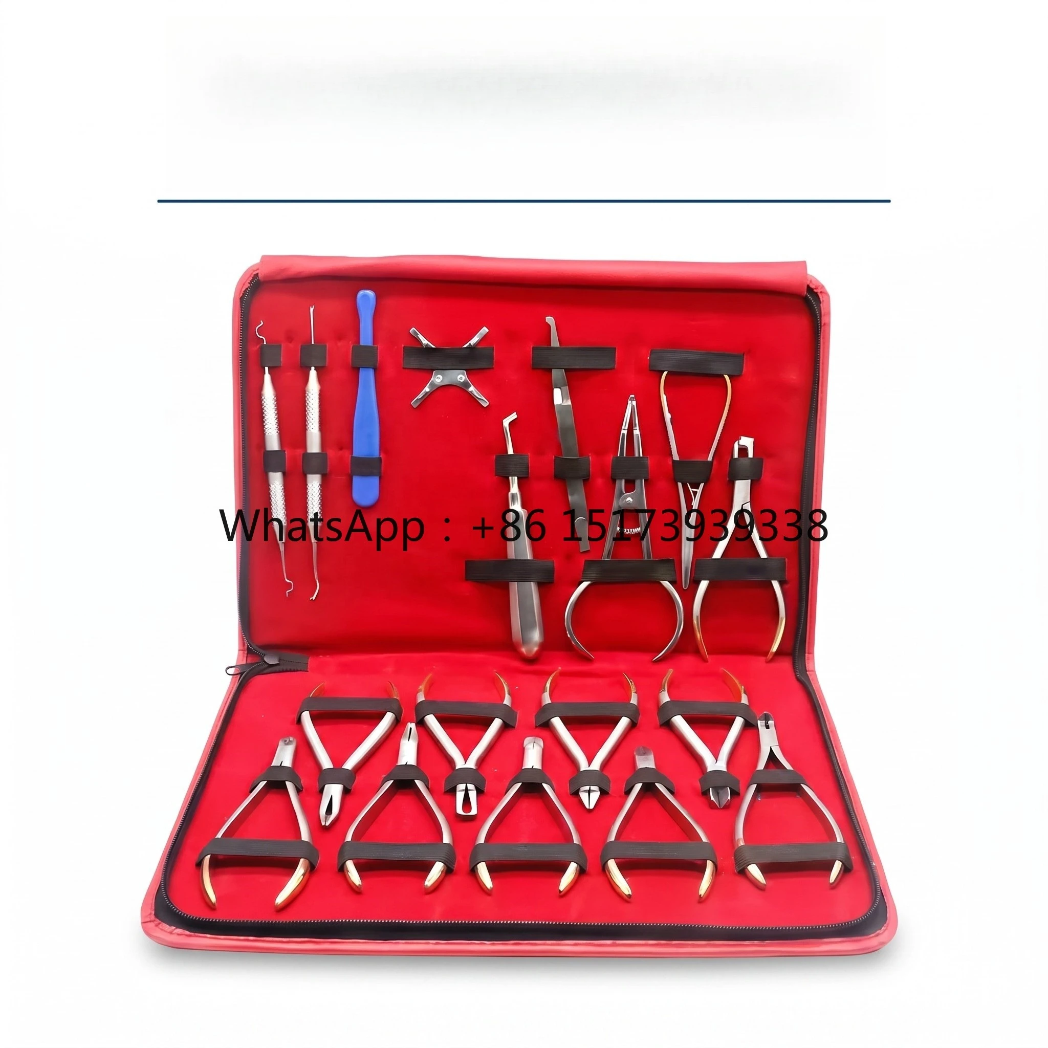 18PCS Pliers Kit Bracket Positioning Wire Bending TC Cutting Stainless Steel Leather Case
