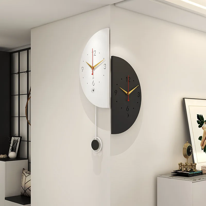 2024 new living room double-sided corner wall clock household corner yang corner clock wall watch creative light