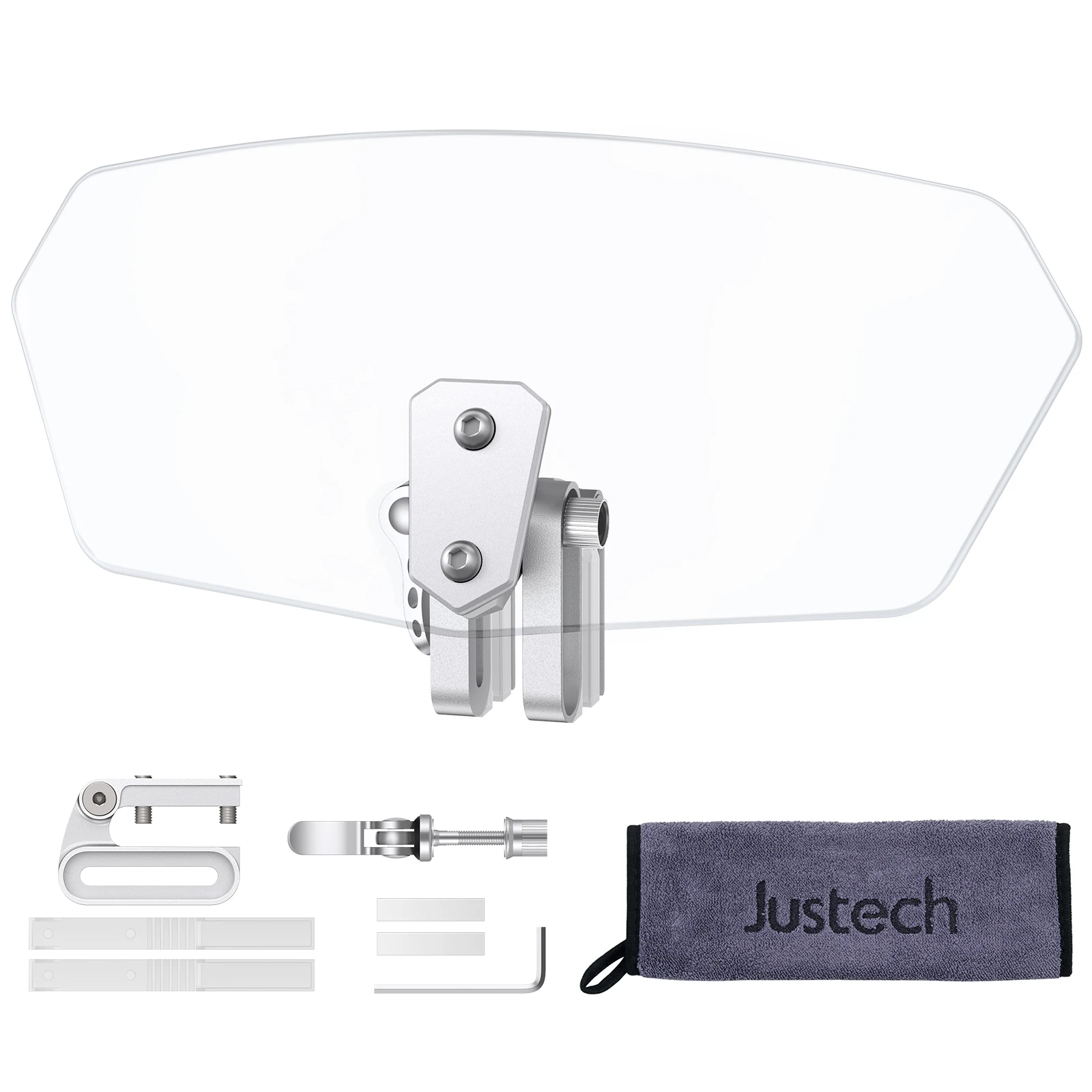 Justech-Deflector de viento ajustable para motocicleta, parabrisas Universal para Kawasaki, Honda, extensión transparente