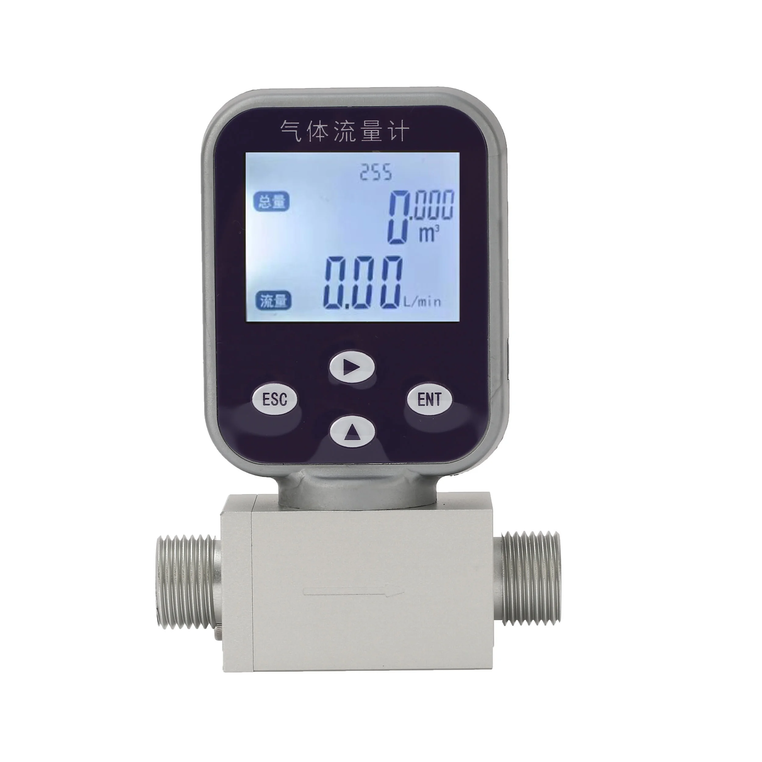 ESMF009 24VDC powered LCD digital thermal mass gas flow meter, Argon, nitrogen, oxygen flow meter