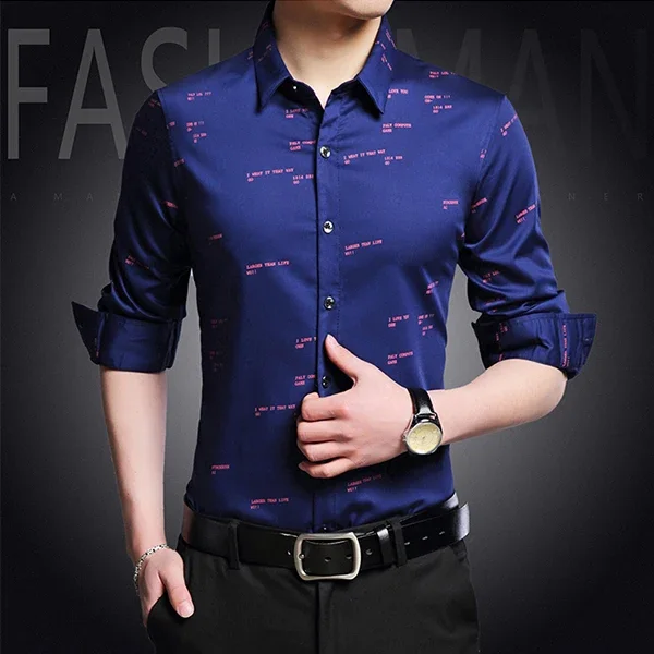 Men\'s Casual and Fashionable Long Sleeved Printed Shirt, Non Ironing and Wrinkle Resistant Business Top