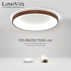 Modern LED ceiling light simple circular wood grain large-sized Ceiling lamp dining room living room bedroom study Home lights