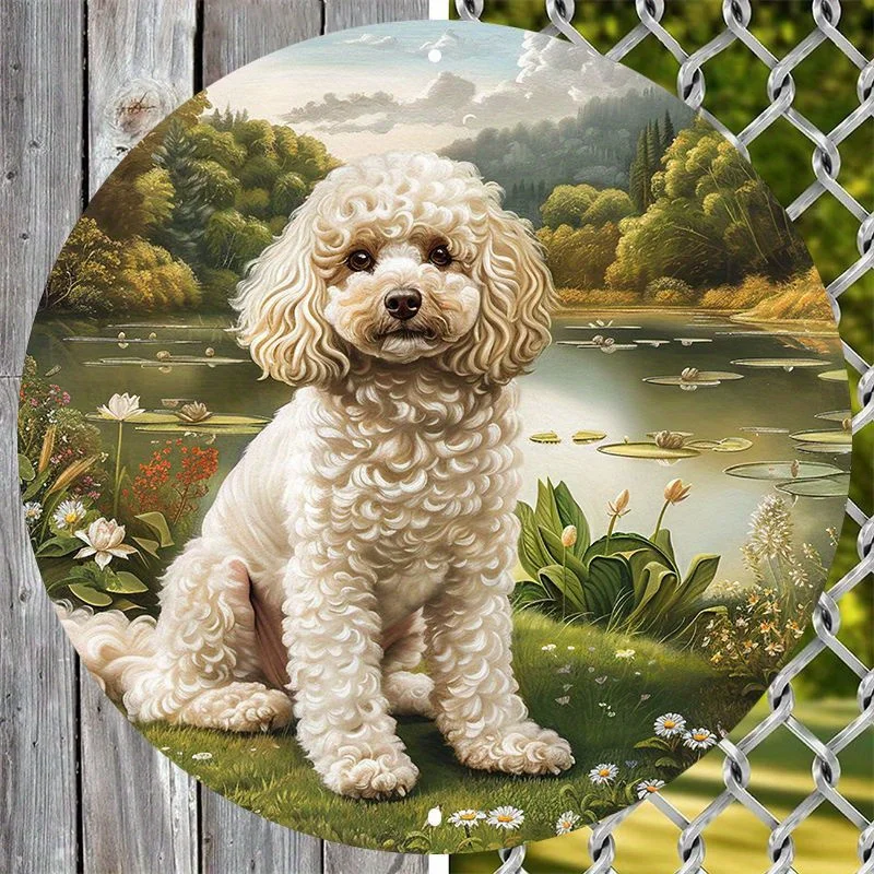 

Poodle Aluminum Sign Art Set, Metal Wall Decor with Pre-Drilled Holes, Animal Garden Plaque, Home and Outdoor Decorations