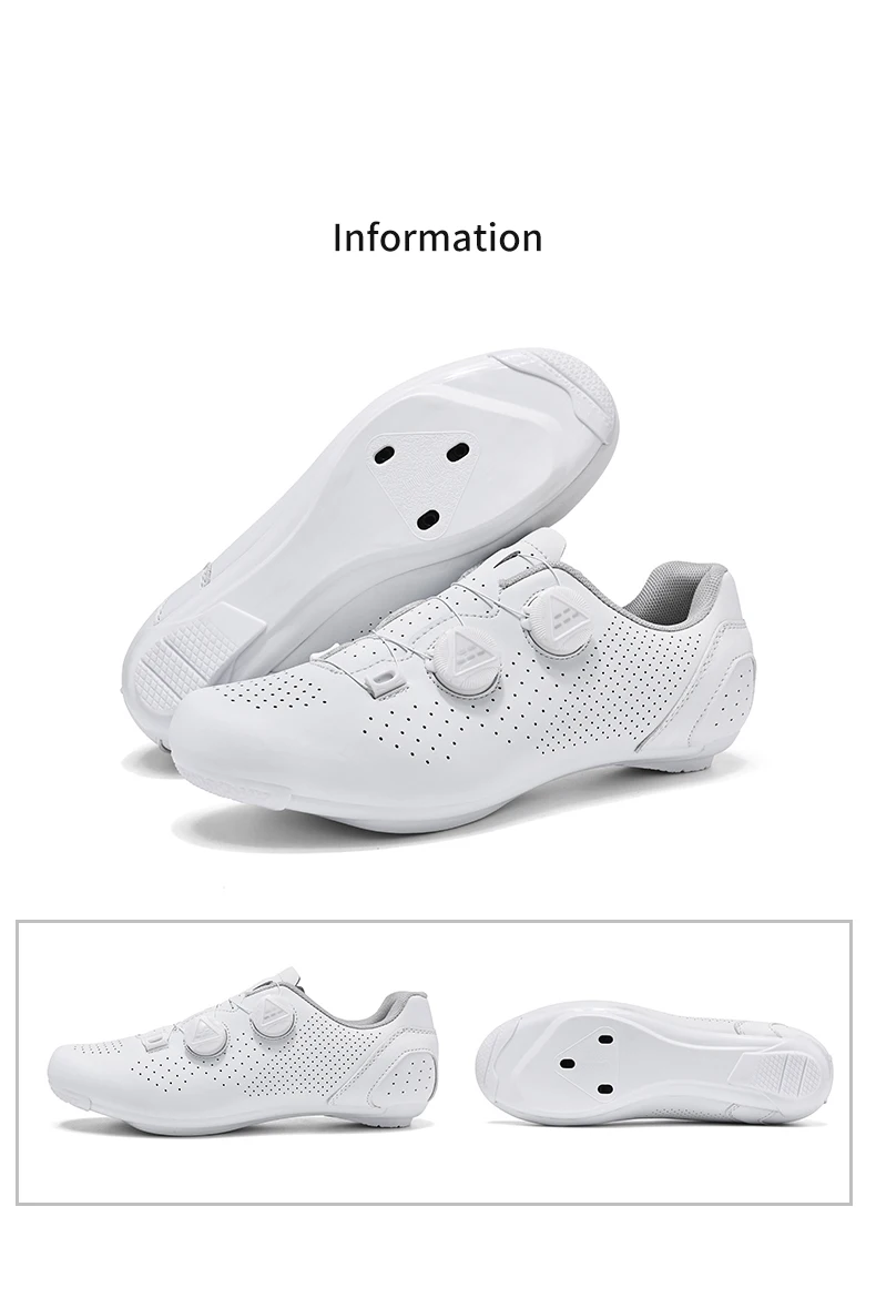 Professionelle Fahrradschuhe für Herren, Rennrad-Flachpedalschuhe, SPD-Lockschuhe, MTB-Outdoor-Schuhe für Damen, atmungsaktiv, Mountainbike, reinweiß – Detail 8