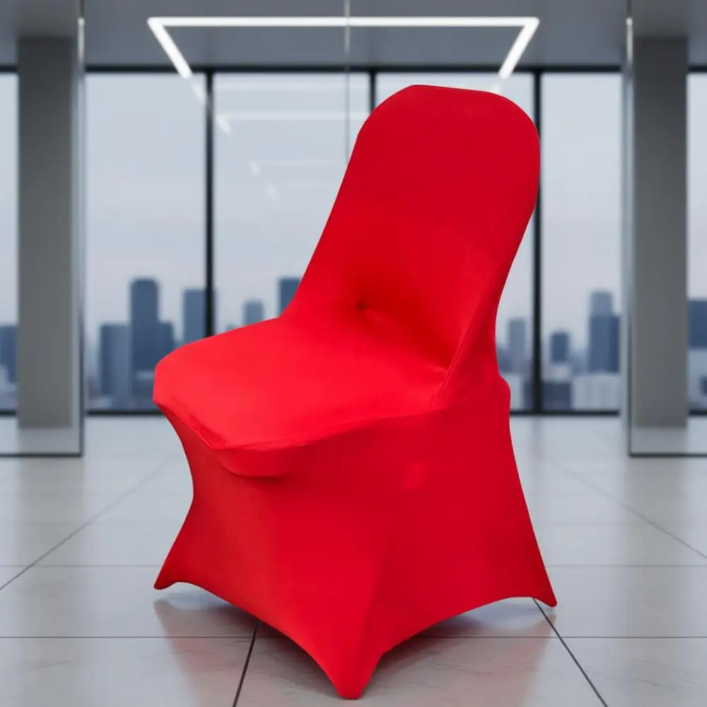 

10 Pack Stretchable Washable Fabric Chair Covers for Weddings, Parties, Banquets, Birthdays, and Events - Red