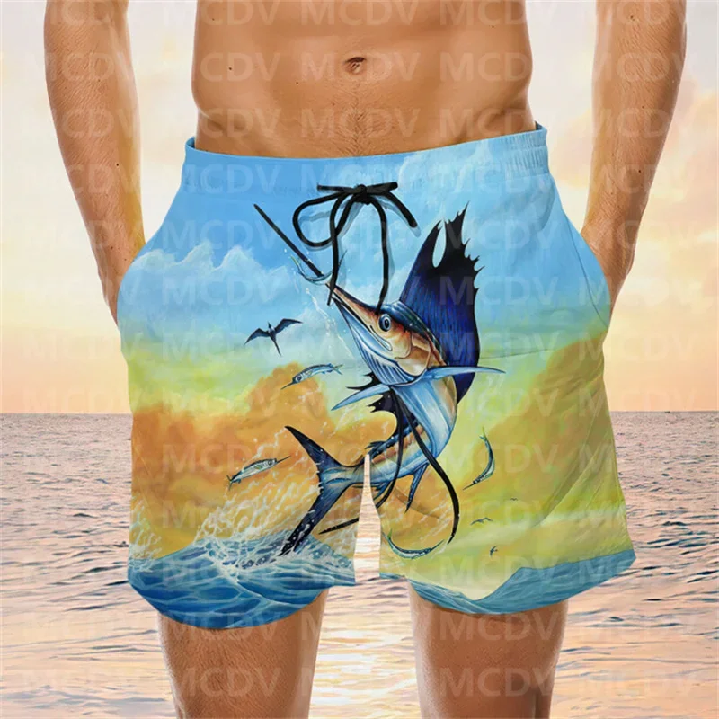 Swordfish Fishing Fishing Board Shorts Men\'s Swimwear Shorts