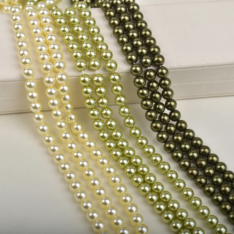 

4/6/8/10mm Natural Shell Imitation Pearls Round Beads Charms for DIY Necklace Bracelets Jewelry Making Handicrafts Accessories