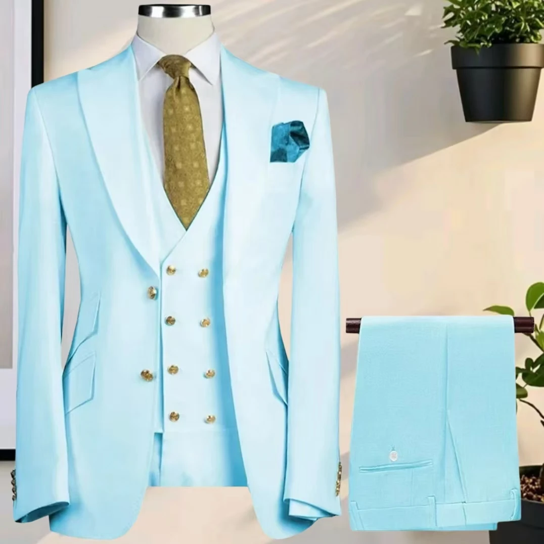 

3 Pieces Blazer Vest and Pants Set，men‘s Designer Clothes，formal Jacket with Peak Lapel for Celebrities，2026 New