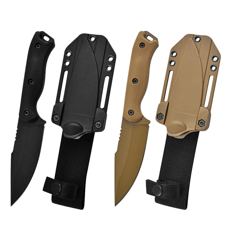 Outdoor knife wilderness survival k scabbard straight knife, self-defense outdoor portable meat knife camping fishing sharp frui