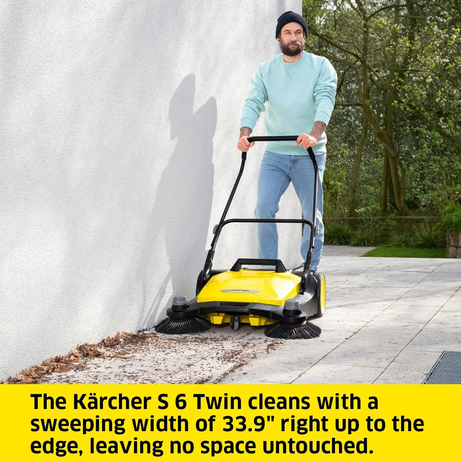 Kärcher - S 6 Twin Walk-Behind Outdoor Hand Push Floor Sweeper-10 Gallon Capacity - 33.9" Sweeping Width 32,300 Square Feet/Hour