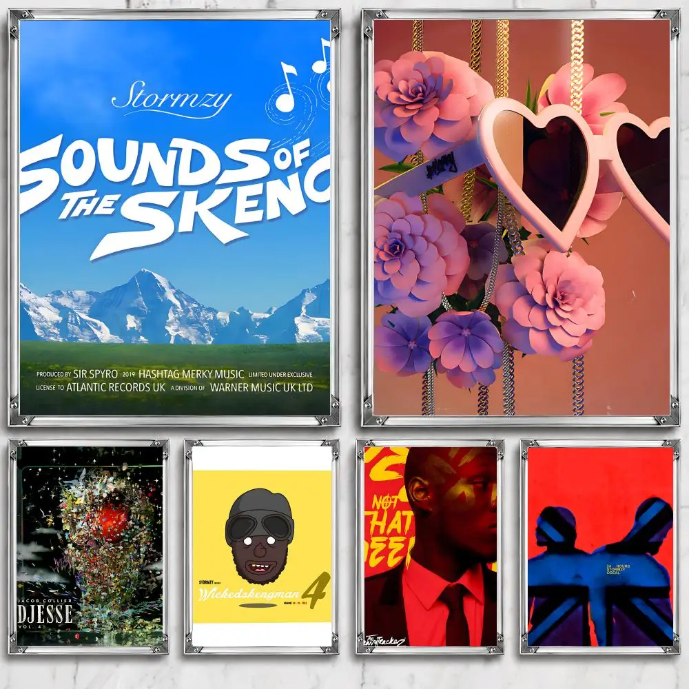 rapper S-Stormzy Album Poster Self Adhesive Wall Decor Waterproof Removable for Bedroom Living Room bar Gift