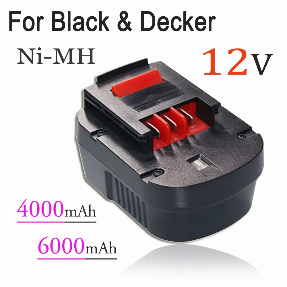 

12V 6000mAh Rechargeable Tool Battery for Black&Decker A12 A12EX FSB12 FS120B A1712 HP12K HP12 Ni-MH Replacement Drill Ba