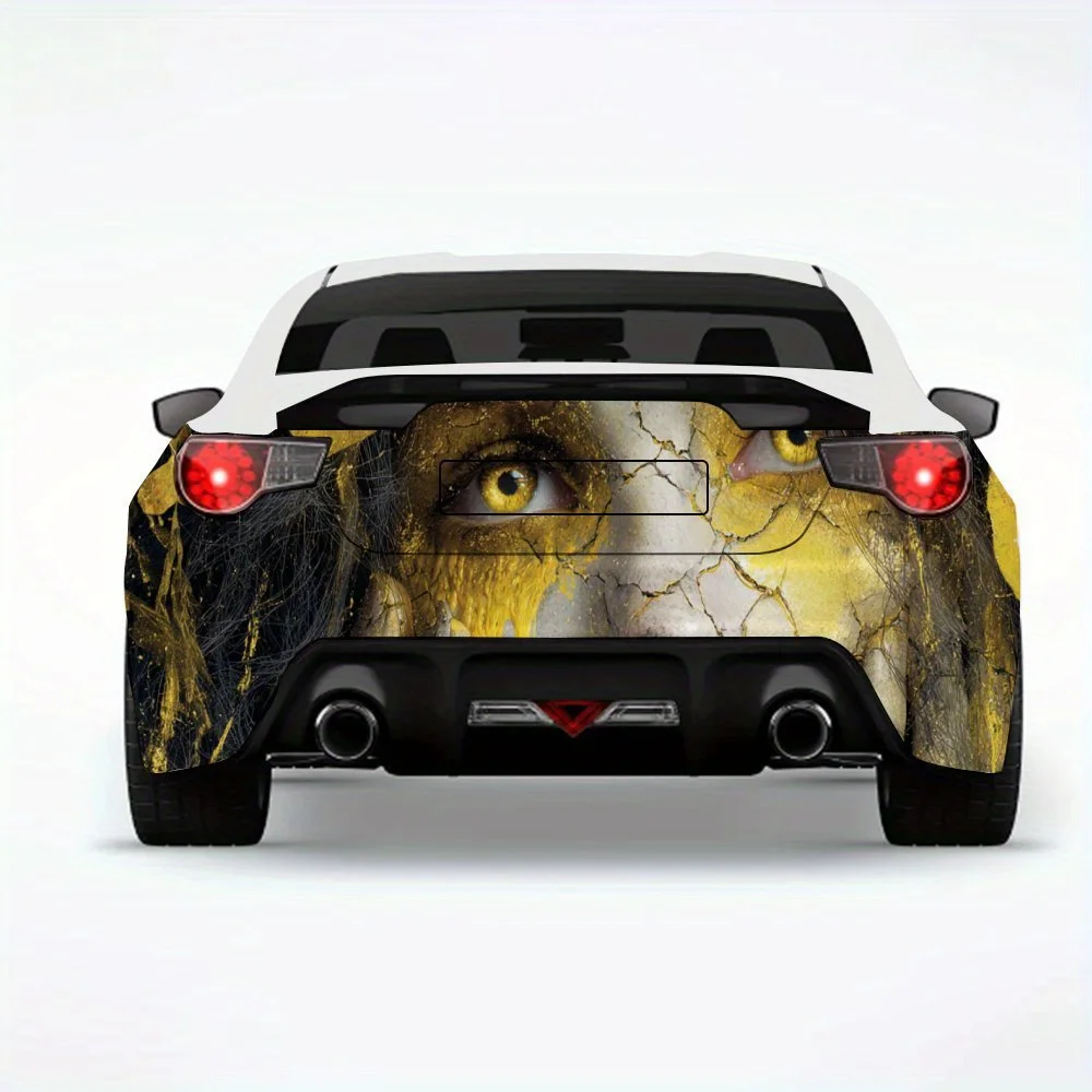 Fantasy Woman with Cracks and Gold Liquid Car Sticker,Vinyl Decal for Car Rear, Waterproof Self-Adhesive Vinyl Stickers for Vehi