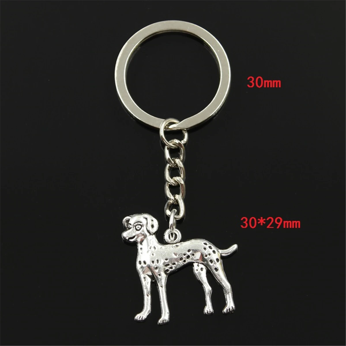 Fashion Keychain 30x29mm Spotted Dog Dalmatian Pendants DIY Men Jewelry Car Key Chain Ring Holder Souvenir For Gift