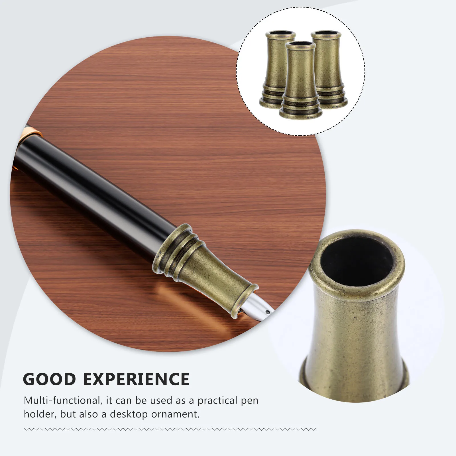 

3Pcs Metal Pen Stand Single Pen Holder Copper Desk Accessory for Home Office Storage Pencil Holder Quill-Pen Support