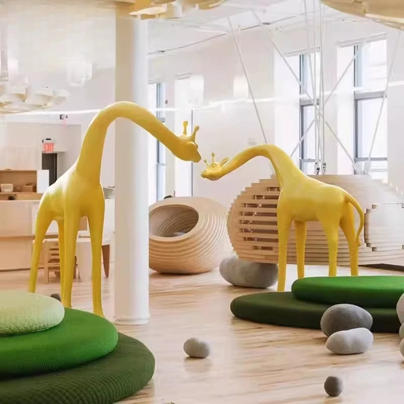 Abstract fiberglass giraffe shape large floor sculpture ornament
