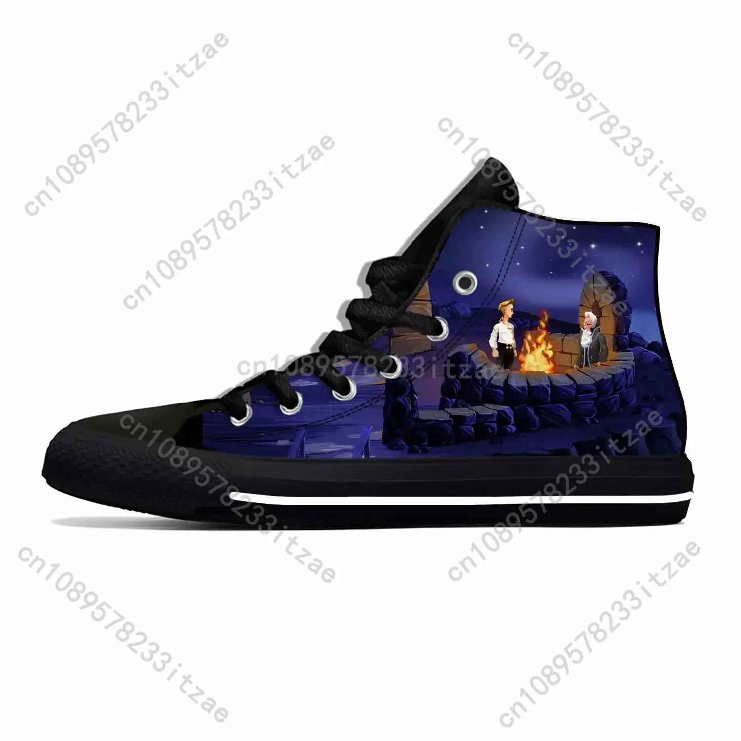 Anime Cartoon Manga Comic Secret Of Monkey Island Casual Cloth Shoes High Top Lightweight Breathable 3D Print Men Women Sneakers