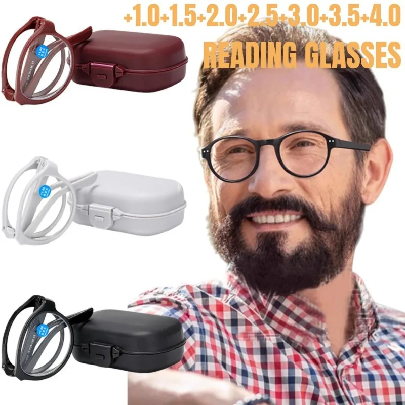 Faltbare Brillen für Senioren mit kostenlosem Brillenetui, Anti-Blaulicht-Brille, modische ultraleichte Brille mit Sehstärke 100 ° ~+400 °   Objektiv