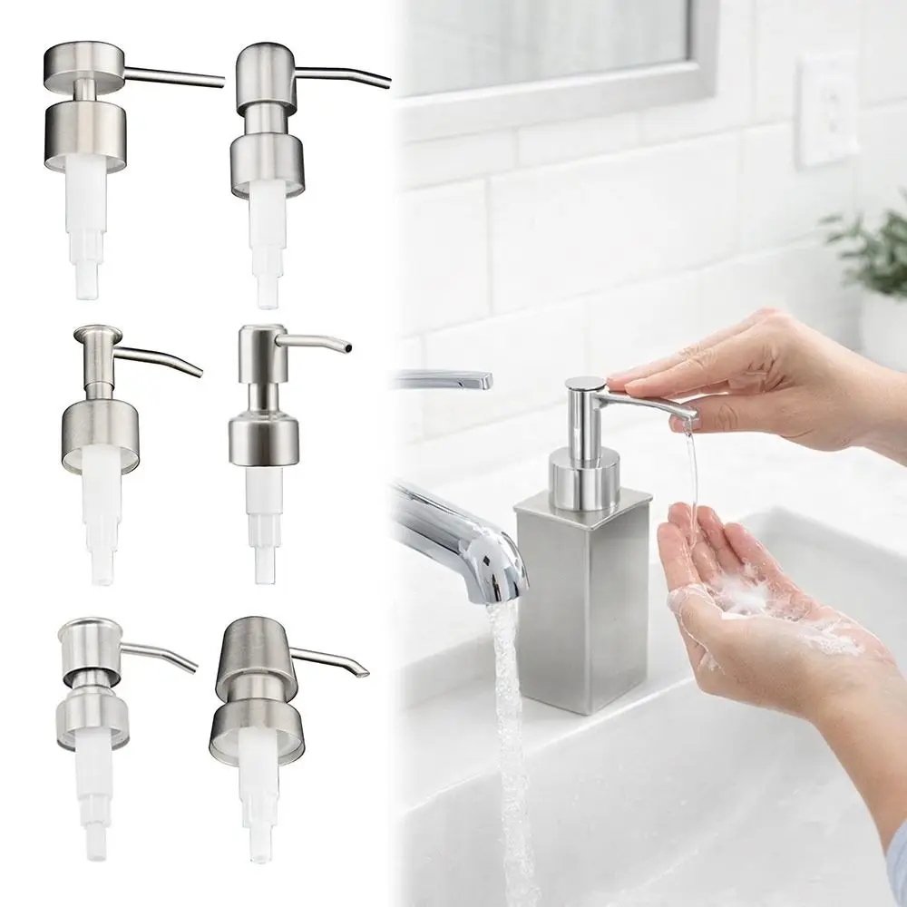 Durable Stainless Steel Soap Pump Head Reusable Replaceable Shampoo Pump Tube 28 Thread Liquid Lotion Dispenser Head