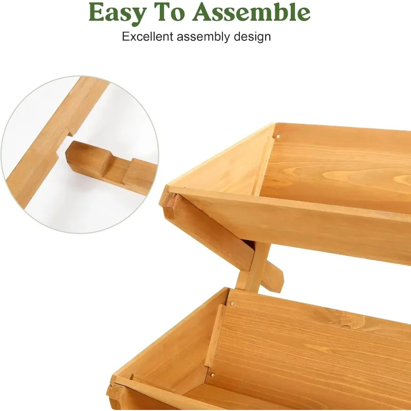 3 Tiers Wooden Vertical Raised Garden Bed with Legs,Brown Planter Raised Beds Kit for Flowers Herbs