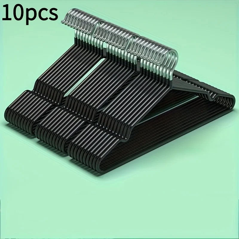 10‑PCS Everyday Comfort Non‑Slip Metal Clothes Hangers Anti‑Shoulder Angle Traceless Durable Hanger For Home Wardrobe Use
