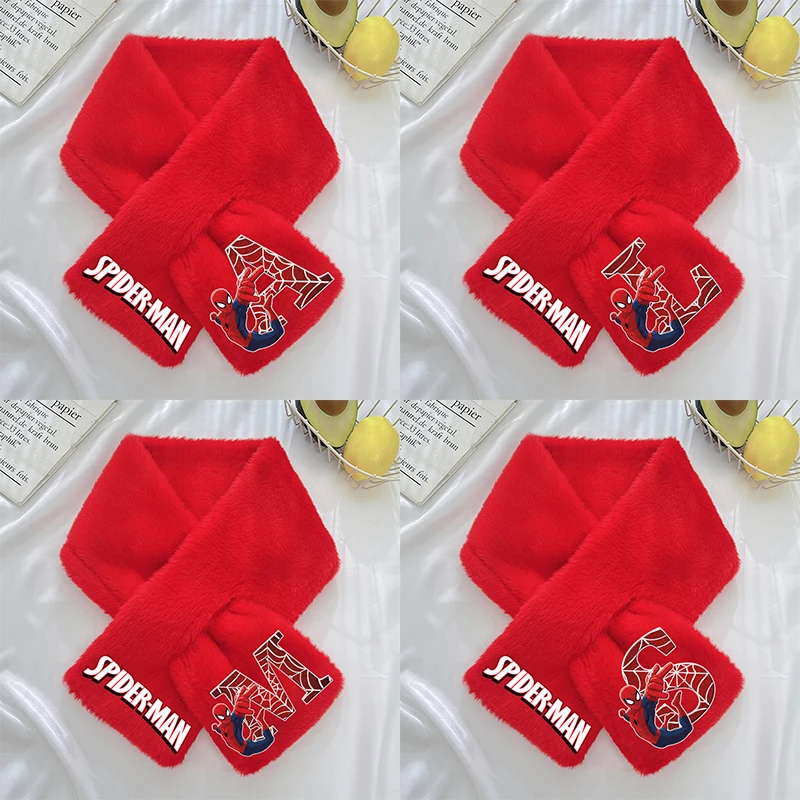 جديد سبايدرمان الاطفال أفخم وشاح Kawaii الكرتون رسالة مطبوعة منديل بنين شتاء دافئ اكسسوارات الأطفال هدايا عيد الميلاد