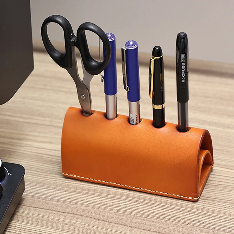 

Leather retro handmade multi-functional creative pen holder creative stationery storage rack office supply storage Guangzhou lug