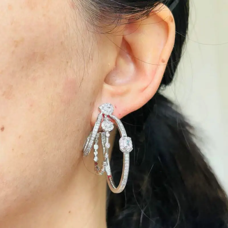 Bilincolor Special Design Crystal Clear Cubic Zirconia Earring for Women