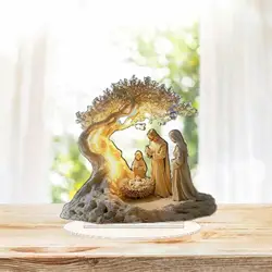 Nativity Jesus Birth Scene Xmas Table Centerpiece Accessory 2D Flat Acrylic for Home Office Decoration Party Ornament