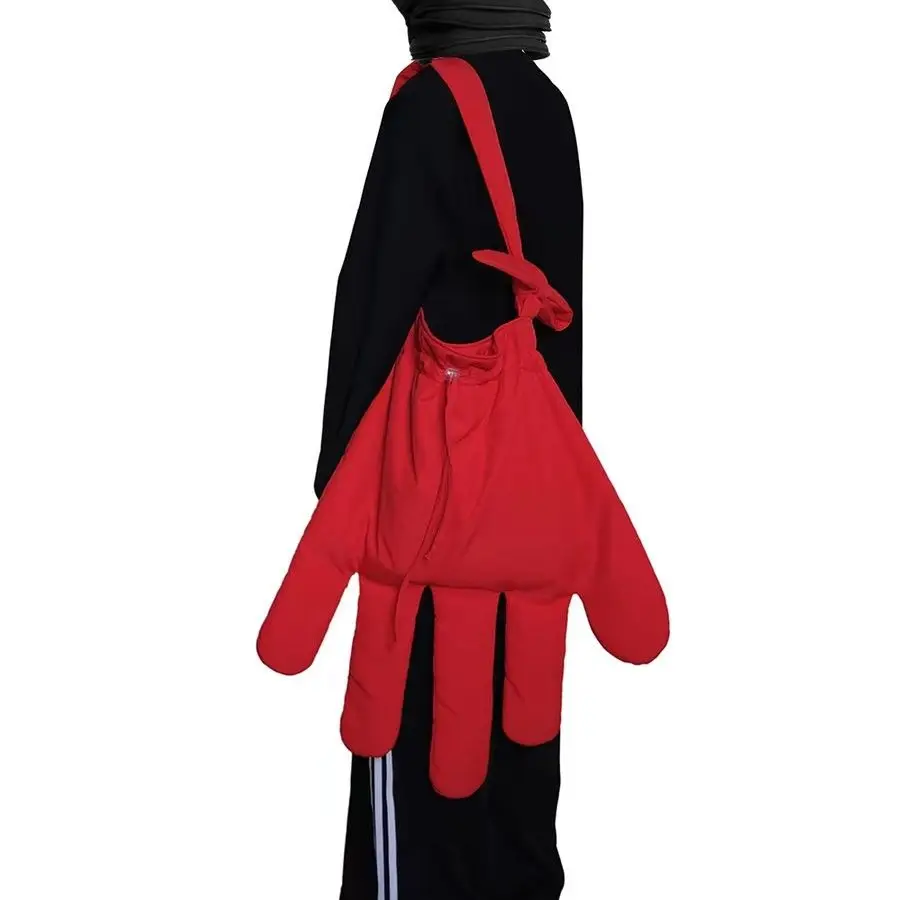 

Red Giant Glove Drawstring Tote Bag Women Large Capacity Nylon Shoulder Bags Ladies Unique Creative Versatile Crossbody Bag 2025