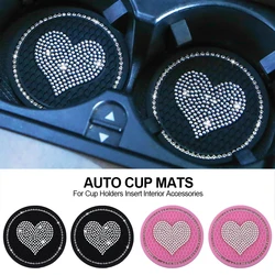 Posavasos con forma de corazón para coche, alfombrilla antideslizante con ranura para taza de agua, almohadilla de sílice, soporte para taza, accesorios de decoración Interior, 2 piezas