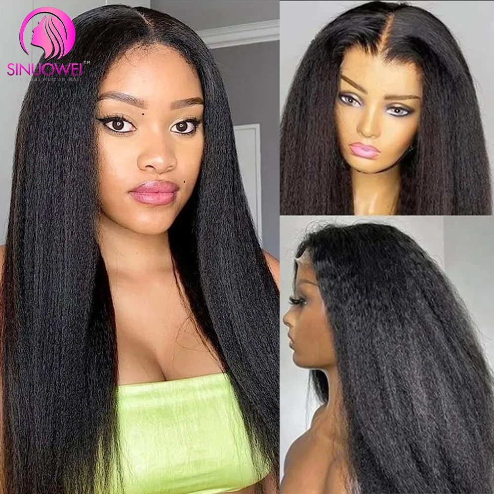 

kinky Straight Lace Front Wigs Human Hair 13x4 Lace Front Wigs 180% Yaki Kinky Wigs With Brazilian Remy Hair Wig For Women