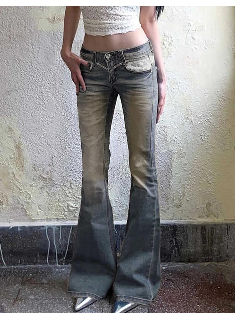 2025 Herfst Winter Vrouwen Amerikaanse Retro Laagbouw Denim Flare Broek 2000 s Abi Y2k Skinny Jean Stretch Bell Bottom Harajuku Nieuwe
