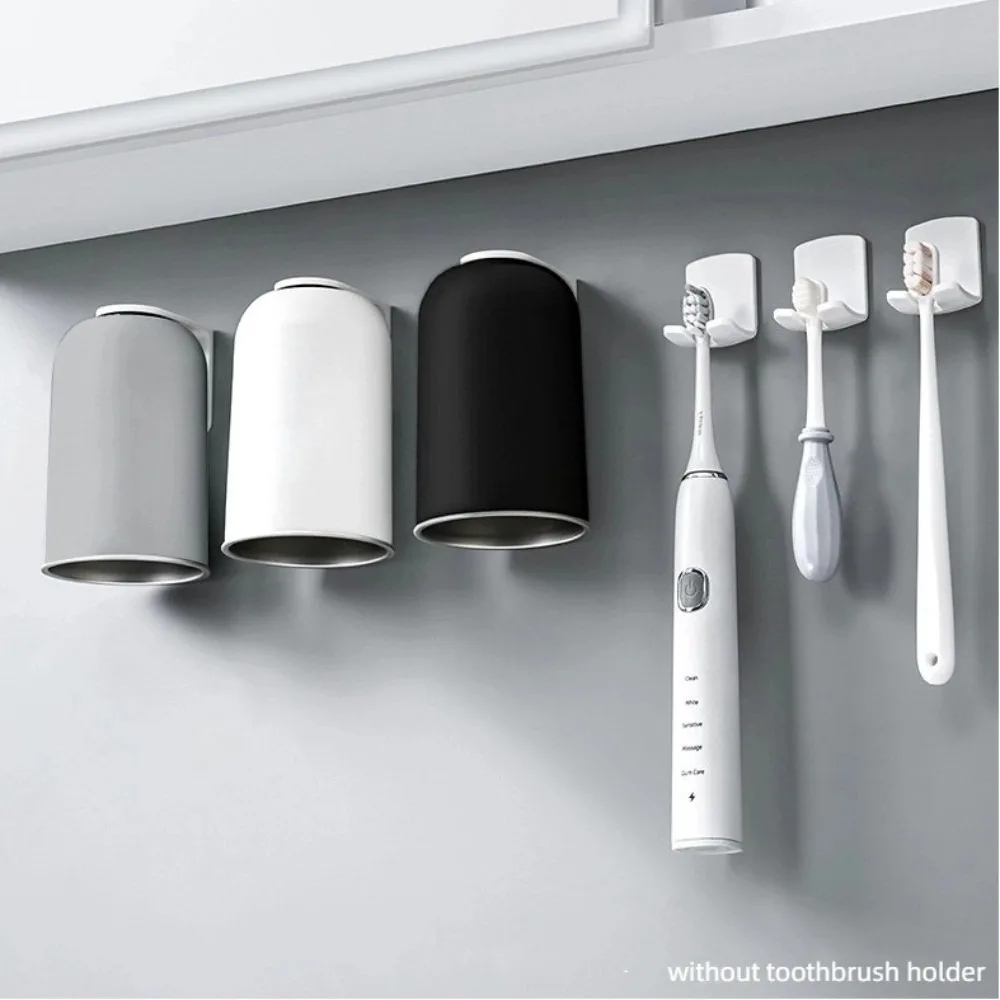 

Настенная магнитная чашка для полоскания рта, прямая трубка из нержавеющей стали 304, чашка для зубной щетки, круглая настенная чашка для чистки зубов для домашнего использования