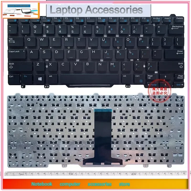 F nuevo teclado estadounidense para DELL Latitude 5480 5488 7480 5450 5491 7490 teclado para ordenador portátil