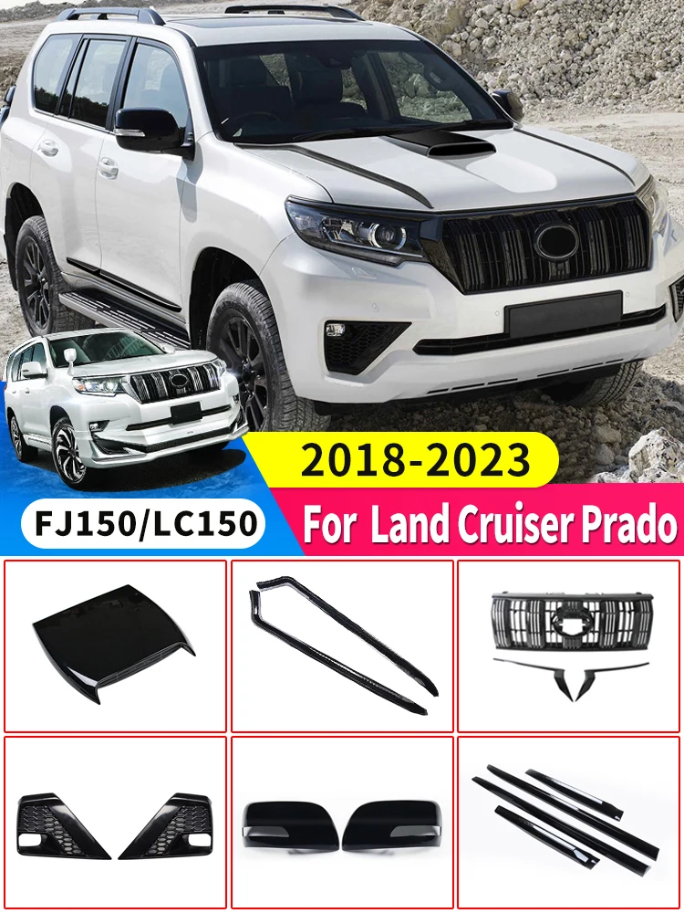 

Обновленные аксессуары для Toyota Land Cruiser Prado 150 Lc150 2014-2023 Black Warrior, чехол для зеркала заднего вида с решеткой, комплект кузова