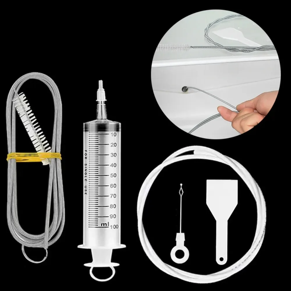 Juego de cepillos de limpieza de acero inoxidable, herramienta removedora de obstrucciones de orificio de drenaje de refrigerador, cepillo de tubería de alimentación Flexible para refrigeradores