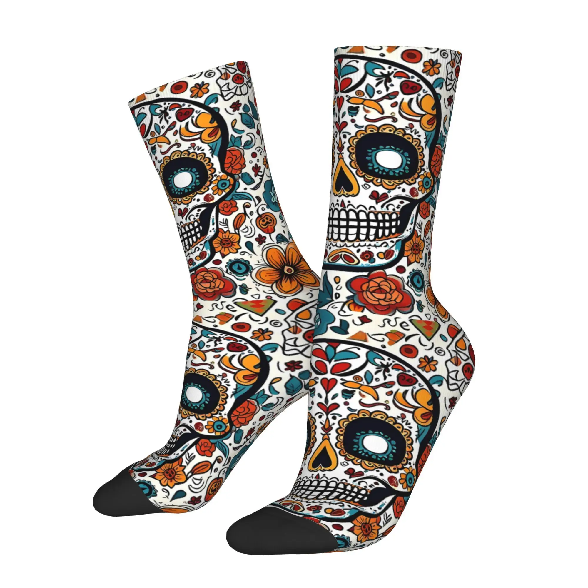 

Забавные мужские носки Happy с сахарным черепом, винтажные повседневные носки в стиле Харадзюку в стиле хип-хоп с принтом в подарок