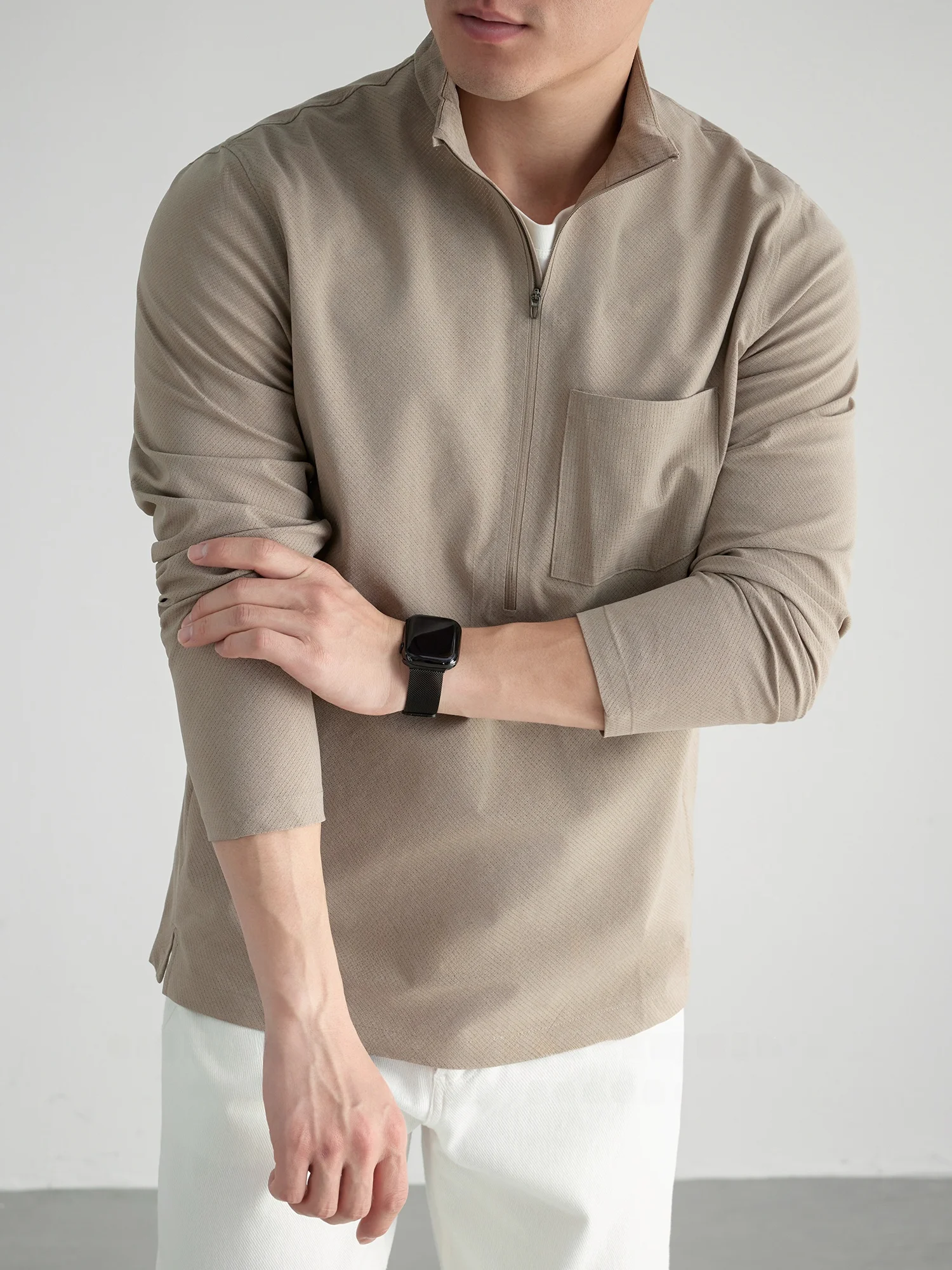 

Мужская футболка MOMENG с длинным рукавом, на молнии, быстросохнущая, дышащая, влагоотводящая, для активного отдыха, городская, с круглым вырезом