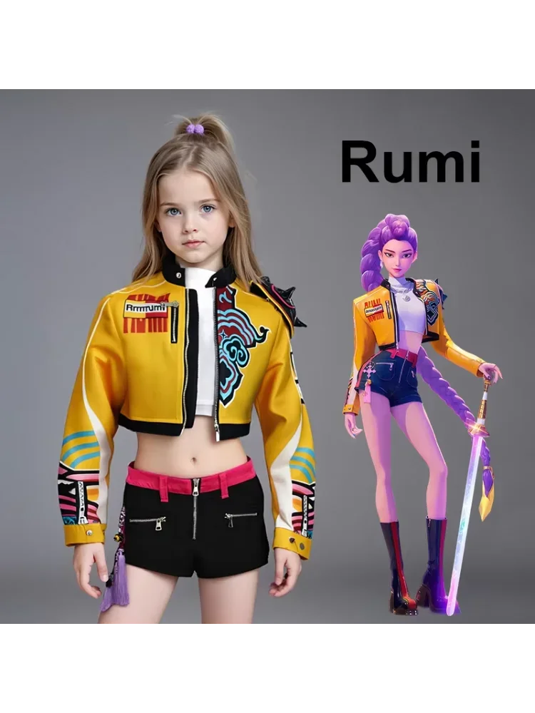 Kinderen Cosplay Prestaties Kostuum Outfit K-POP Rumi Groep Concert Halloween Kleding Oorbel Accessoire Outfit Maat 110-160 - afbeelding 2