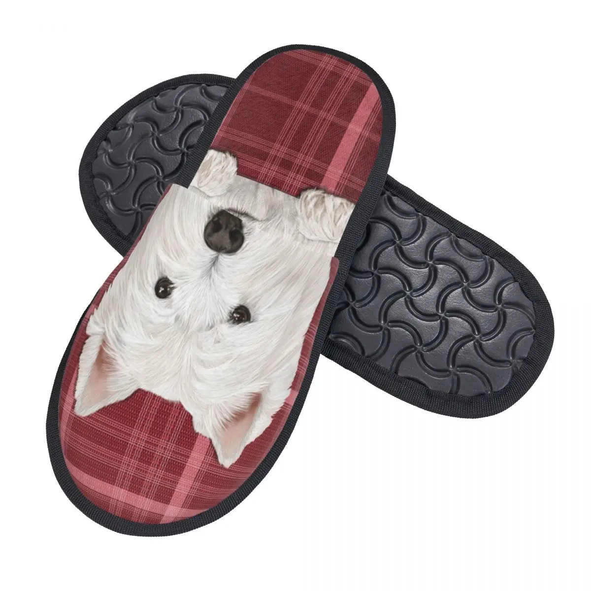 West Highland White Terrier Dog House Slippers Women Cozy Memory Foam Westie Slip On Hotel Slipper Shoes